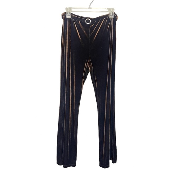 Vintage Maria Gabrielle Velour Bling Studded O Belted Wide Leg Flare Pants Large - Picture 1 of 6